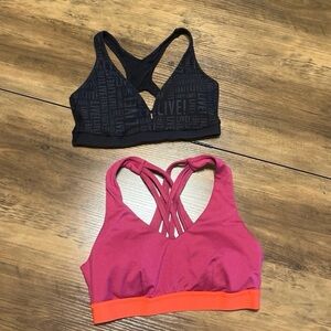 Women's Black and Pink Sports Bras